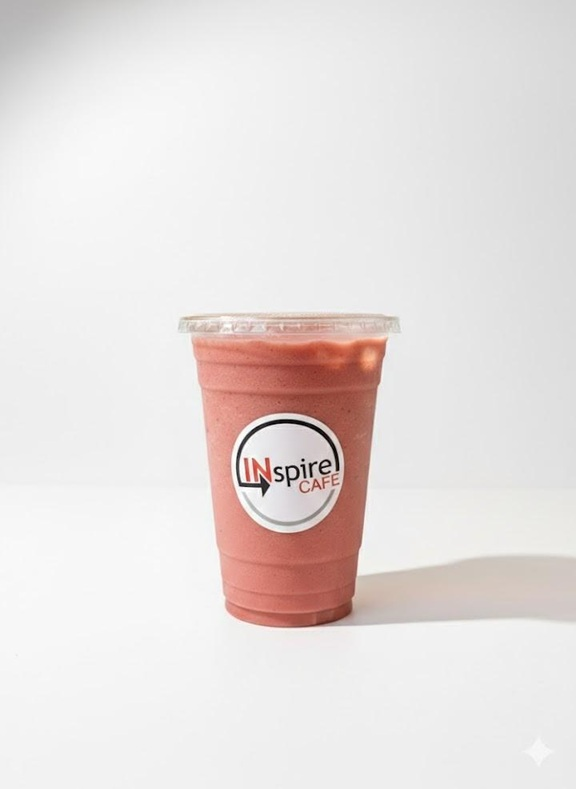 A strawberry banana smoothie at INspire Cafe